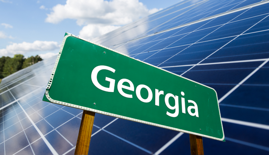 Solar panel with Georgia road sign